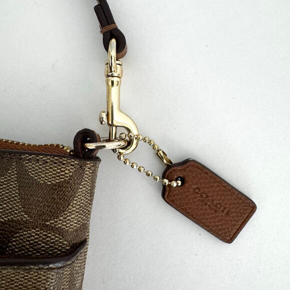 Coach Signature Shoulder Bag Baguette Pop-Out Removable Pouch F65806 Brown - Picture 10 of 14